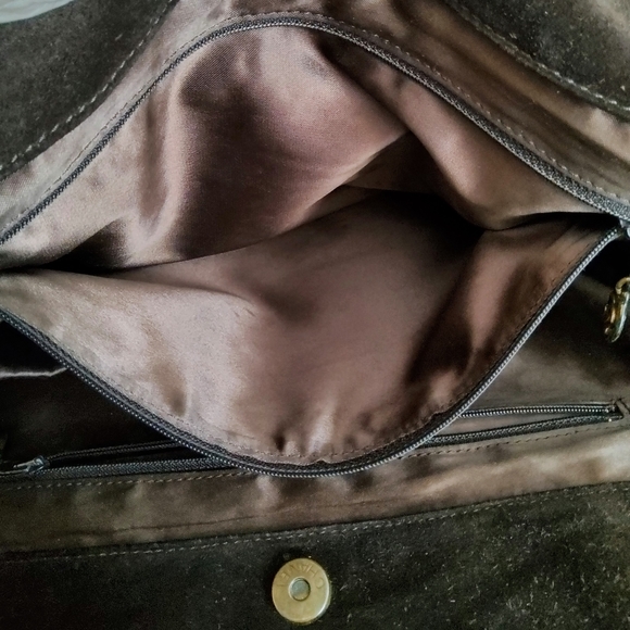 CC CHANEL BROWN SUEDE LEATHER VINTAGE ROD HAND BAG, CERTIFIED AUTHENTIC ♥ - Picture 13 of 15